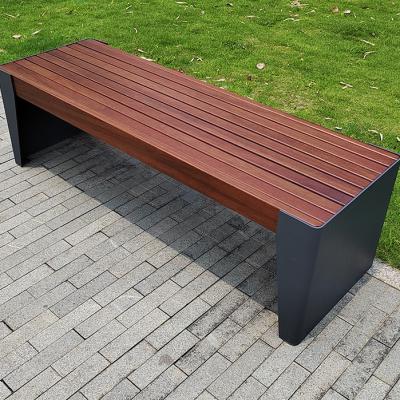 China Modern Factory Outside Park Wooden Luxury Waterproof Metal Garden Furniture Design Slats Outdoor Seating Bench for sale