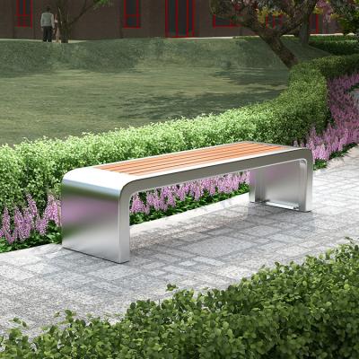 China Modern Design Factory Waterproof Metal Seating Outside Slats Outdoor Luxury Garden Furniture Wooden Park Bench for sale