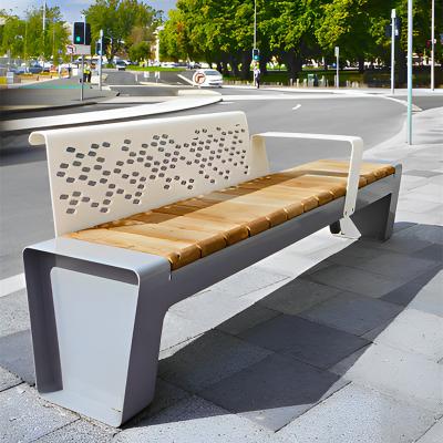 China Modern Outdoor Furniture Factory Waterproof Metal Seating Outside Design Luxury Slats Garden Wooden Park Bench for sale