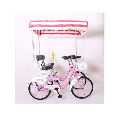 China 2021 New Design Style 2 Person Surrey Tandem Bicycle Four Wheel Sightseeing Tandem Bicycle for sale