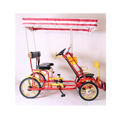 China Tandem Bike Customized Two Person Sightseeing Four Wheel Tandem Bicycle High Quality for sale