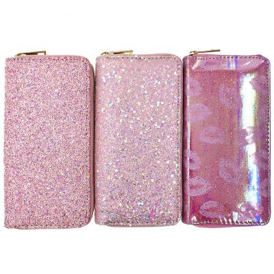 China Fashion Waterproof Multifunctional Ladies Glitter To Pinch Large Capacity Wallets For Fashionable Women for sale