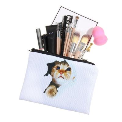 China Raincoat ; anti-oil; big capacity ; portable custom made polyester sublimation women cotton canvas cosmetic bag Cat Cosmetic Bags copy Cat Cosmetic Bags for sale