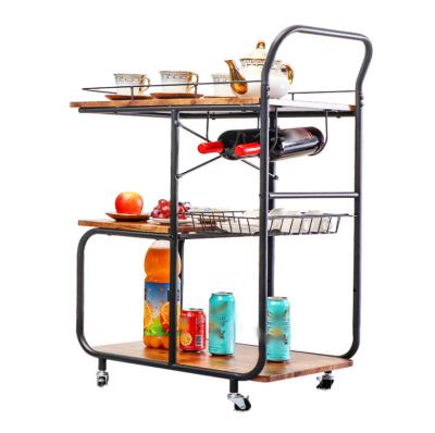 China PANEL Industrial Bakers Rack Island Serving Trailer Kitchen Food Cart Mobile Rolling Cart With Casters for sale