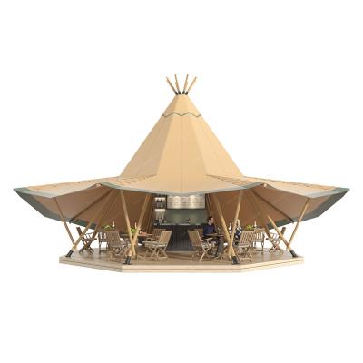 China Waterpoof Safari Wooden Pole Tipi Tent Luxury Wedding Party for Outdoor for sale