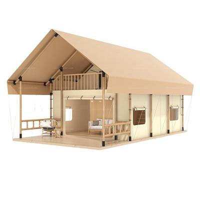 China Waterpoof Loft - Outdoor Villa Resort Luxury Wooden Pole Safari Glamping Tent For Big Family for sale