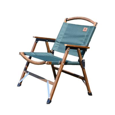 China Modern Portable Wooden Armrest Picnic Beach Rise Fishing Chair Outdoor Camping for sale