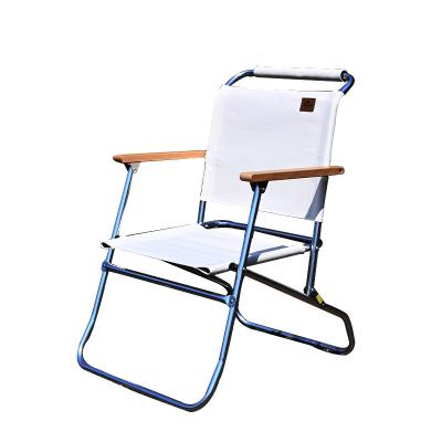 China Modern Metal Frame Folding Customized Backrest Solid Wood Armrest Folding Chair Outdoor Picnic for sale