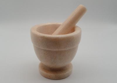 China Natural Marble Spice Mortar And Pestle Orange Diameter 10.8cm Height 10.5cm for sale