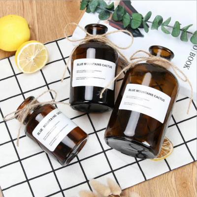 China Gift & Nordic Craft Flower Basket Vase Decoration Home Decoration Dried Flower Brown Small Hydroponic Bottle for sale