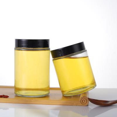 China Transparent Freshness Preservation Square Shape 100ml 180ml 280ml 380ml Honey Jam Glass Jar With Metal Lid for sale