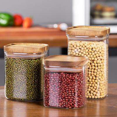 China Freshness Retention Large Country Style Kitchen Glass Container Storage Jars With Lids for sale