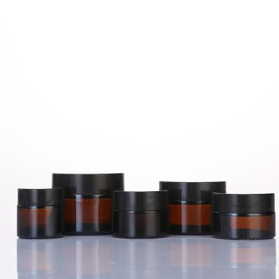 China Personal Care Skin Care Cream Use 5g 10g 15g 20g 30g 50g 100g 240g Amber Cosmetic Glass Jar Packaging Container for sale