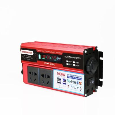 China Power Inverter With 2 Universal Sockets Cigarette Holder 2 USB Female LCD Display 1000 Watt Sine Wave Inverter Modified Inverter For Car 215*102*58mm for sale