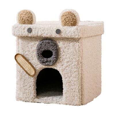 China Sustainable Manufacturer Supply Partly Enclosed Collapsible Cat House Four Seasons Sneak Dismountable And Washable Folding Cat Kennel Nest for sale