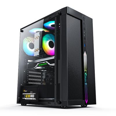 China RGB Mini Computer Case Large Side Transparent Desktop Chassis For ATX 3.0 USB Motherboard 240mm 6 Fan Gaming PC Case for sale