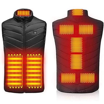 China Anti-Wrinkle 2 Heating 4 9 Zones USB Power Supply Mens Womens Winter Vest Smart Electric Heated Heated Jacket With Temperature Control for sale