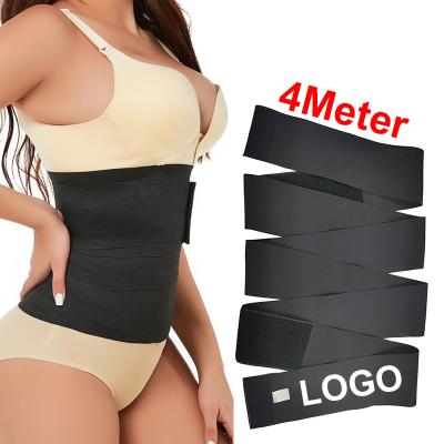 China Antibacterial Private Label Adjustable Tummy Control Slimming Wraps Waist Trainer Belt Stomach Body Shaper For Women for sale