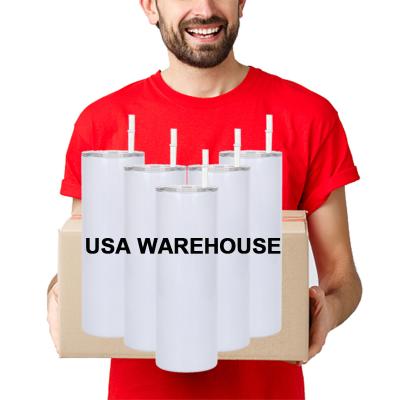 China Sustainable USA Warehouse Stocked 20oz 20 oz 30oz 30 oz Slide Lids Heat Press Sublimation Blanks Straight Lean Tumbler for sale