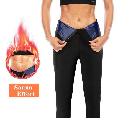 China Breathable Custom High Quality Women Slimming Sauna Sweat Effect Waist Trainer Elastic Cincher Gym Yoga Shorts Pants Set Corset Gaiters for sale