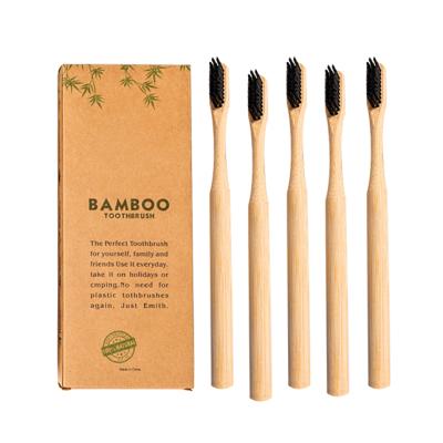 China 5 Pack Reusable Eco-friendly Biodegradable Adult Soft Bristle Bamboo Toothbrush for sale