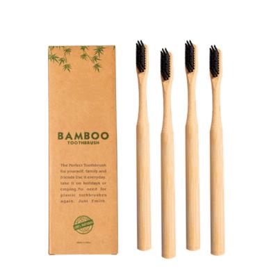 China 4 Pack Reusable Eco-friendly Biodegradable Adult Soft Bristle Bamboo Toothbrush for sale