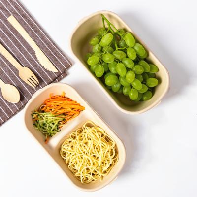 China Eco Friendly Microwavable Bamboo Paper Fast Food Containers To Go Disposable Containers Food for sale