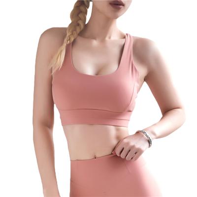 China 2021 Breathable Comfortable Sports Bras For Women Yoga Workout Padded Bras Solid Color Cupped Tank Tops for sale