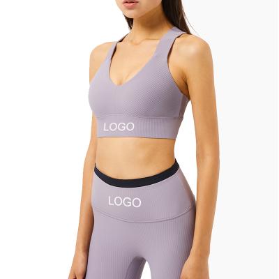 China New Arrival Custom Logo Sports Bras For Women Breathable Sports Bra Padded Back Yoga Cross Top for sale