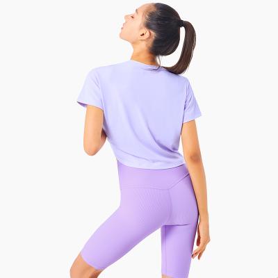 China High Quality QUICK DRY Custom Short Sleeve Sports T-shirt Women Fitness Yoga Tops for sale