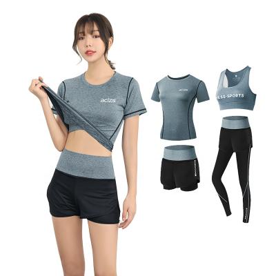 China Breathable 4 Piece Set Women Gym Sports Wear Crop Top Seamless Running Leggings Yoga Set For Workout Fitness for sale