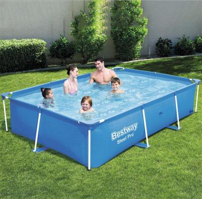 China Outdoor Phthalate Free PVC Family Play Pool Above Ground Rectangular Metal Frame Swimming Pool Hot Sale for sale