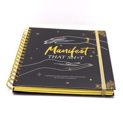 China Customized Organizer Printing Logo Paper Weekly Spiral Bound Travel Notebook Planner Spiral with Gold Edge for sale