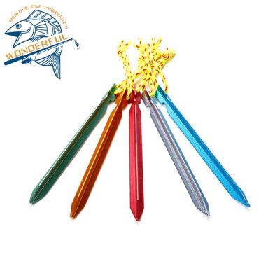 China Tent Camping Accessories 18cm Y-shaped Outdoor High Strength Rise Ground Aluminum Tent Pegs for sale