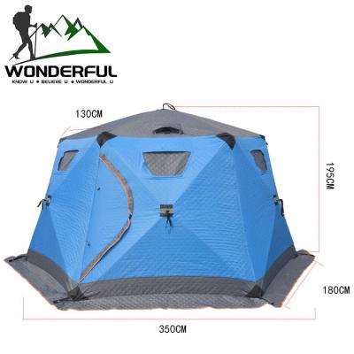 China Movable High-ventilation Cotton Large-capacity Thickening Outdoor House Winter Ice Fishing Cold-proof Tent for sale