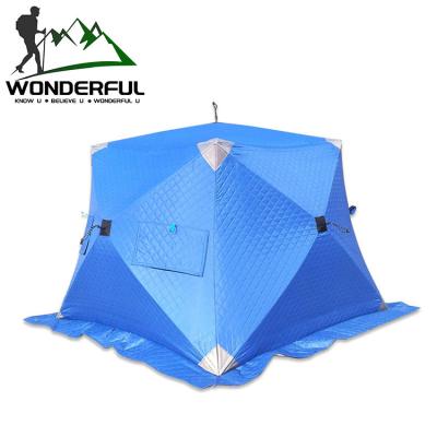 China 3 People Movable Outdoor Beach House Rainproof Sunshade Thickened Warm Winter Fishing Field Camping Ice Fishing Tent for sale