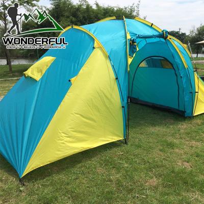 China Outdoor Waterproof Mobile Home Large Fiberglass Pole Pe Oxford 2 Person Double Layer 5-8 Person Camping Tent for sale