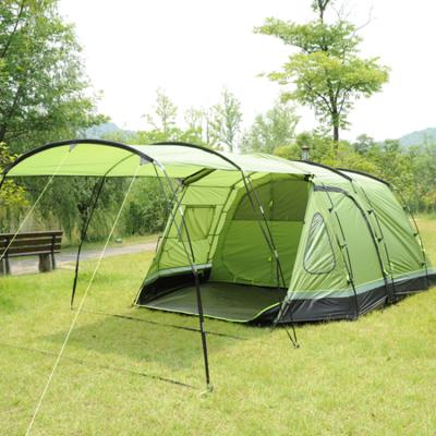 China 6 8 Person Polyester Breathable Double Layer Two Rooms Lightweight Waterproof Camping Tent With Fiberglass Poles for sale