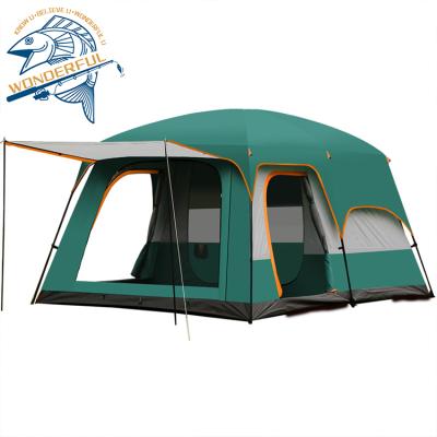 China Diagonal Bracing Type 8 10 Person Waterproof Double Layers Oxford 2 Rooms One Hall Family Travel Camping Outdoor Tents for sale