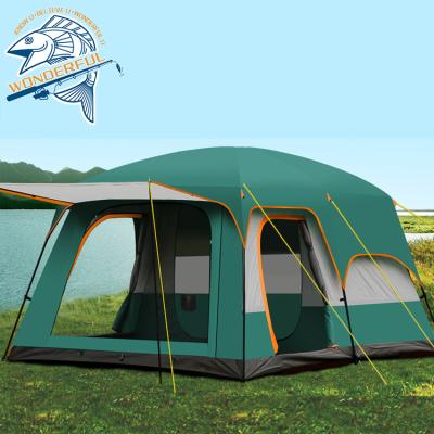 China Diagonal Tying Type Oxford 8 Person Waterproof Double Layers 10 2 Hall Tents Family Travel Camping Outdoor One Room for sale