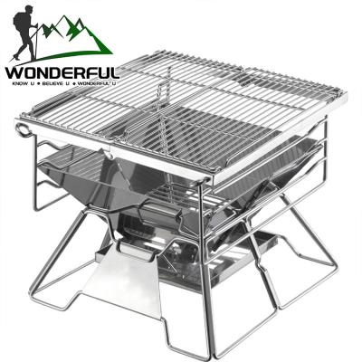 China Super Wholesale Portable And Folding Light Stainless Steel Outdoor Camping Cooking Charcoal Portable Mini Barbecue Grill for sale