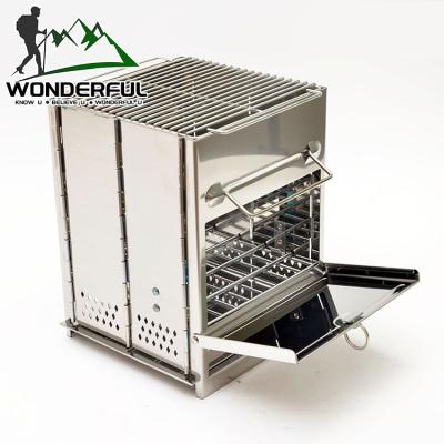 China Custom Camping Portable Folding Stainless Steel Charcoal Firewood Oven Heating Outdoor Folding Grill for sale