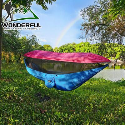 China Lightweight Parachute Camping Cloth Stainless Steel Stand Outdoor Sunshade Swings With Mosquito Net for sale