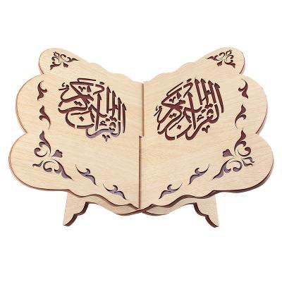 China Ramadan Allah Islamic Gift Handmade Quran Book Stand Decorative Muslim Wood Shelf Removable Wooden Shelf Solid Wood Removable Wooden Shelf Decoration for sale