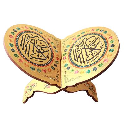 China Quran R Book Stand Holder Foldable Religious Reading Book with Hand Carvings Intricate Prayer Book for sale