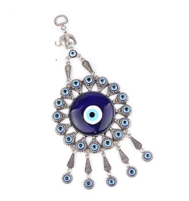 China Religion Best Pick Turkish Blue Evil Eye Wall Hanging Flower Design For Protection Home Charm With Hamsa Key for sale