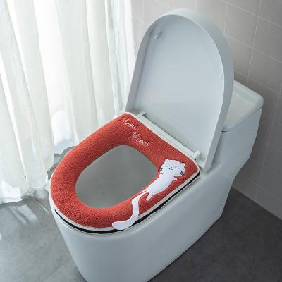 China Durable Washable Knitted Toilet Seat Cover Toilet Seat Hood Glider With Durable Handle Closestool Cover With Zipper for sale