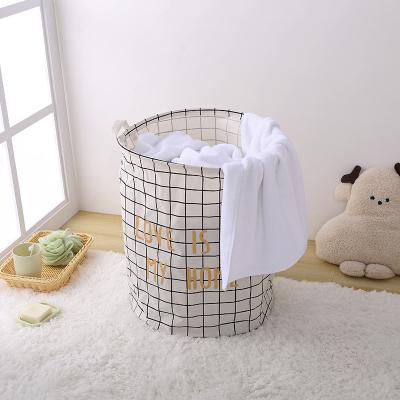 China Collapsible Collapsible Laundry Hamper Bucket Canvas Storage Basket With Handle For Dirty Clothes Free Storage Bin For Toy for sale