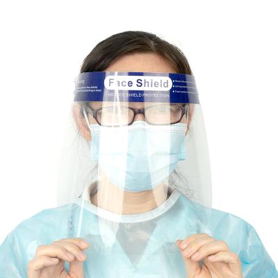 China PET+sponge+elastic Band Face Shield With Drape Face Shield Recycling Anti-fog Shield for sale