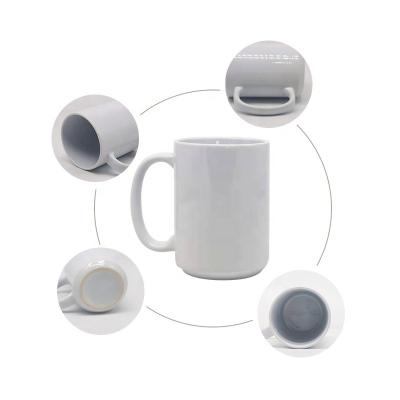 China Disposable Factory Grade Top Blank Sublimation Mugs 15 Ounce Plain White Stoneware Ceramic Coffee Mug for sale